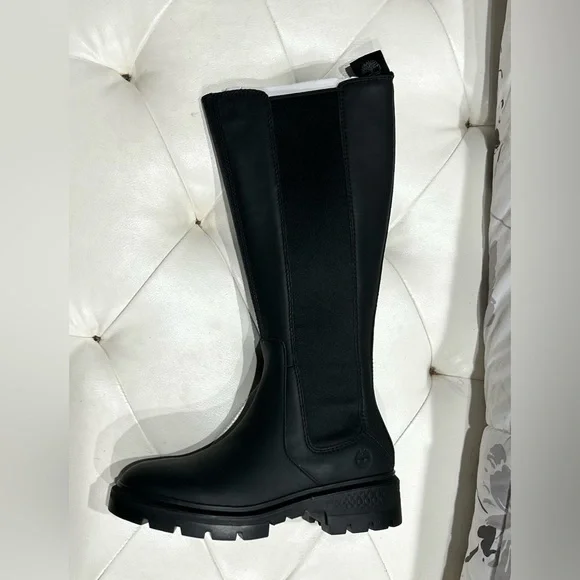 NEW NIB Timberland Women Sz 7 black Full Grain Leather Cortina Valley Tall Boot